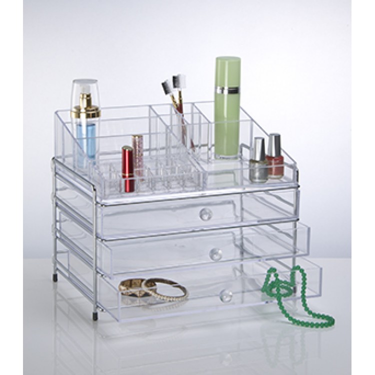MEDIUM COSMETIC ORGANIZER PLUS 3DRAWER METAL