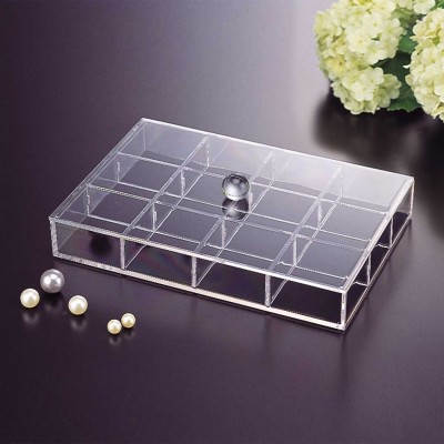 ACRYLIC TRAY WITH REMOVABLE DIVIDER WITH LID