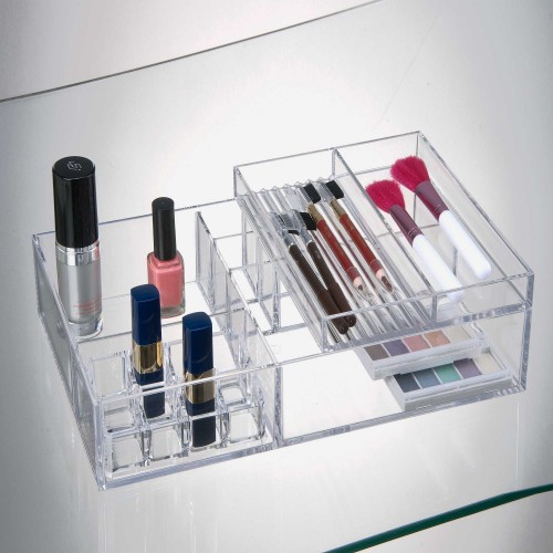 COSMETIC ORGANIZER WITH SLIDABLE TRAY FOR BRUSHES AND PENCILS