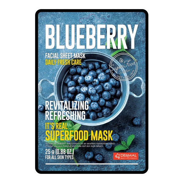 DERMAL REAL FOOD FACE MASK -BLUEBERRY DERMAL REAL FOOD FACE MASK -BLUEBERRY