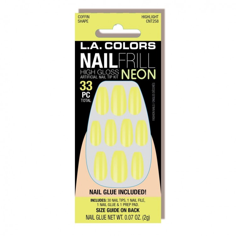 L A COLORS NAIL FRILL NEON ARTIFICIAL NAIL TIP