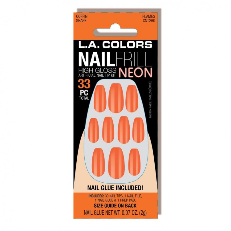 L A COLORS NAIL FRILL NEON ARTIFICIAL NAIL TIP