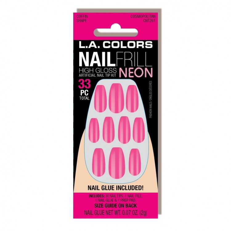 L A COLORS NAIL FRILL NEON ARTIFICIAL NAIL TIP