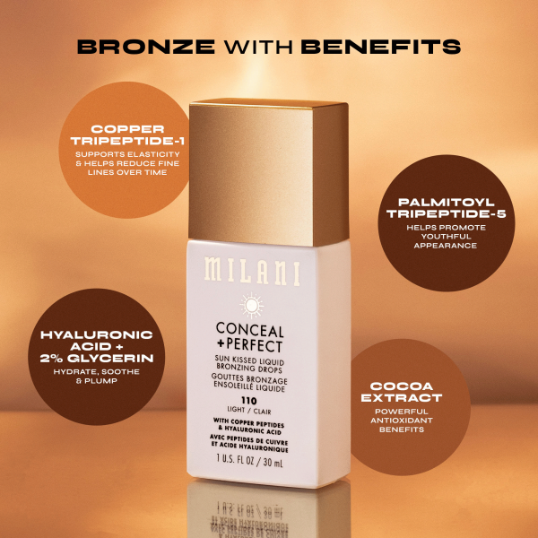 MILANI Conceal + Perfect Sun Kissed Liquid Bronzing Drops -MEDIUM MILANI Conceal + Perfect Sun Kissed Liquid Bronzing Drops -MEDIUM