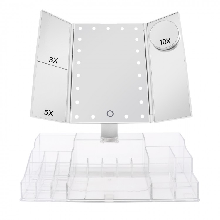 SINGLE SIDE MIRROR WITH LIGHT, TOUCH SENSOR LIGHTED MIRROR WITH ORGANIZER SINGLE SIDE MIRROR WITH LIGHT, TOUCH SENSOR LIGHTED MIRROR WITH ORGANIZER