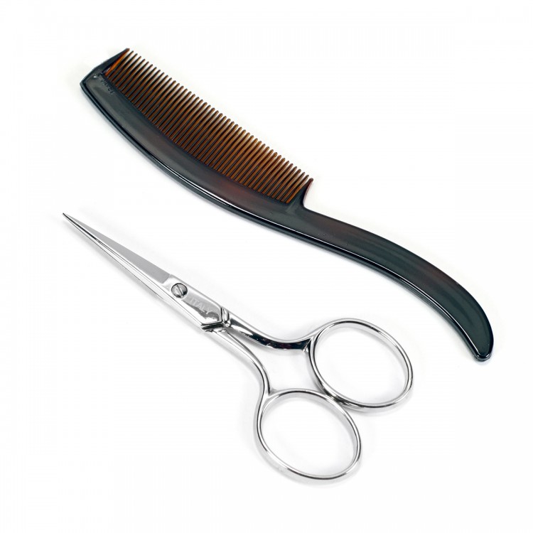 3 1/2" MUSTACHE SCISSORS &COMB4102N