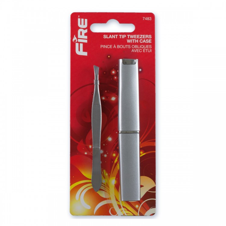 7483 SLANT TIP TWEEZER WITH CASE