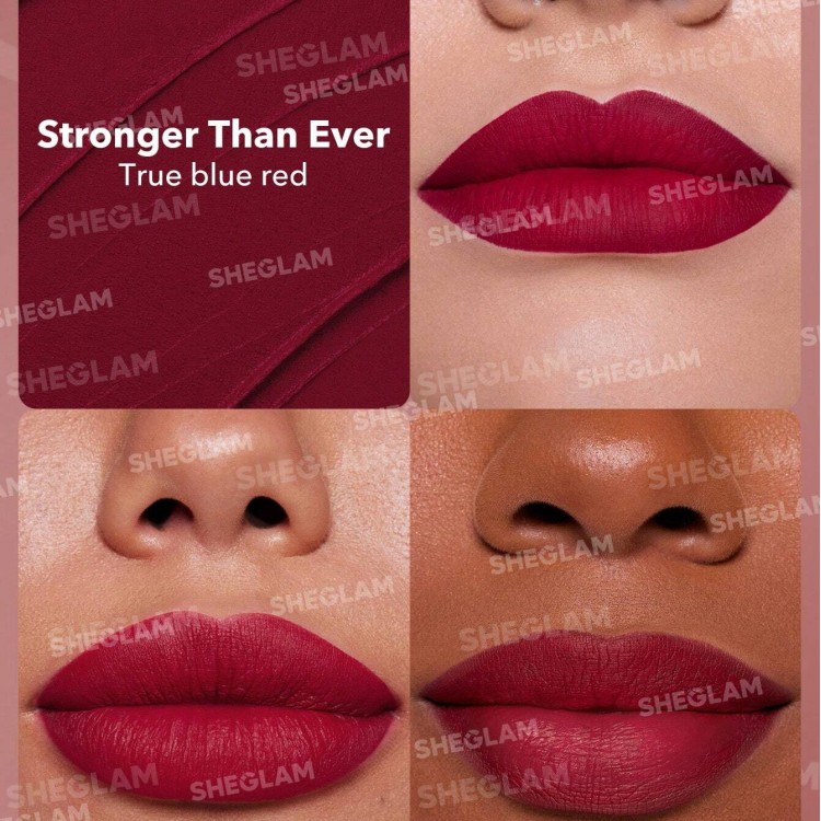 SHEGLAM Dynamatte Boom Long-Lasting Matte Lipstick- true blue red