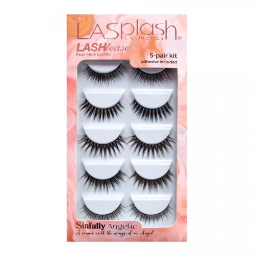 LA SPLASH LASH TEASE Sinfully Angelic synthetic Mink Faux Lashes 5-pair kit